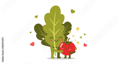 Vegetable Hugs: A Wholesome Depiction Of Healthy Food With Cute Character
