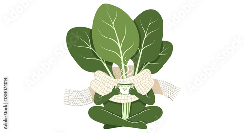 Vegetable Person Sits In Comfort And Enjoys A Beverage Against Black Backdrop