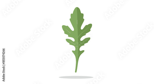 Vibrant Green Leaf Artwork Depicting Arugula Plant with Minimalist Design