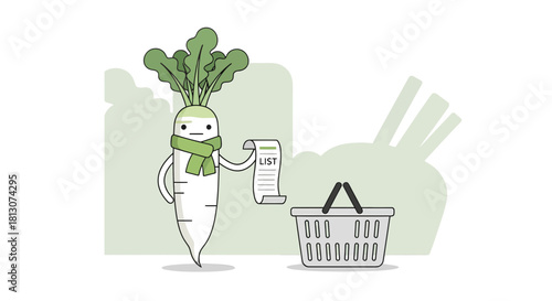 Vegetable Shopping With a List, Preparing to Purchase Groceries and Healthy Food