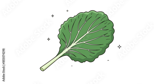 Vibrant Green Leaf Illustration Depicted Against a Black Backdrop for Various Applications