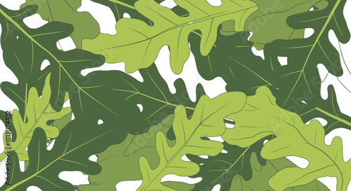 Vibrant Green Oak Leaf Arrangement Against a Black Backdrop for Contemporary Designs