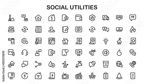 Social Utilities and Community Services – Professional Icon Set Featuring Vector Design for Public and Social