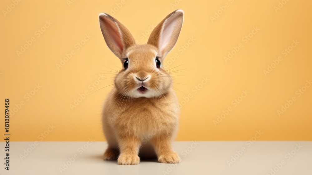 Obraz premium cute animal pet rabbit or bunny brown color smiling and laughing isolated with copy space for easter background, rabbit, animal, pet, cute, fur, ear, mammal, background, celebration, generate by AI