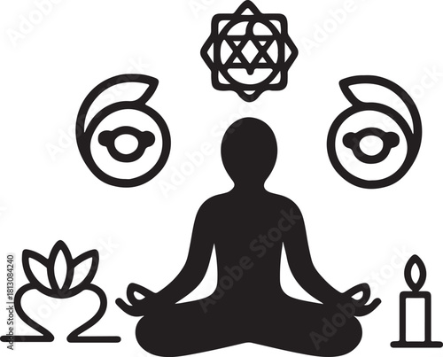 Mindful New Year 2026 – Chakra-Fused Meditation Silhouette