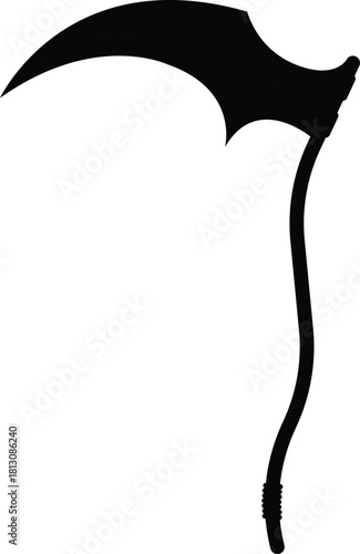 Scythe Silhouette. Black and White Icon Design Elements on Isolated White Background