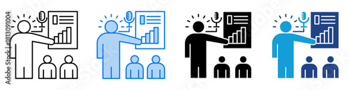 Coaching icon set multiple style collection