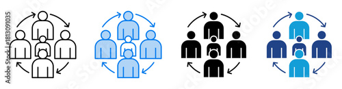 Cycle icon set multiple style collection