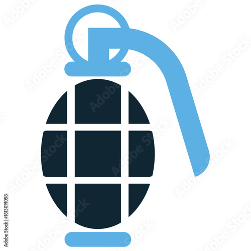 Hand Grenade Icon Vector Ideal for graphics related to explosives, military, conflict, and infantry weapons concepts.
