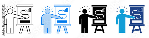 Presentation icon set multiple style collection