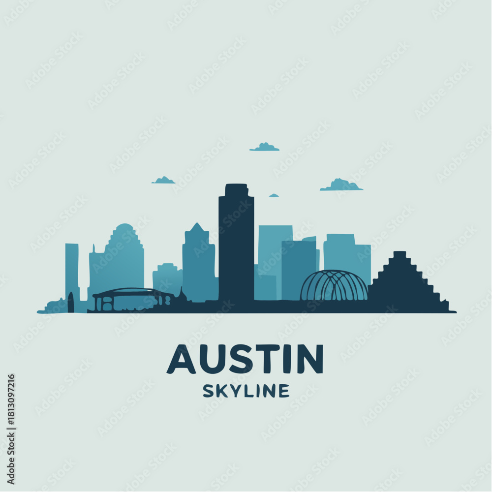 Fototapeta premium Austin Texas Skyline Cityscape Illustration Design.