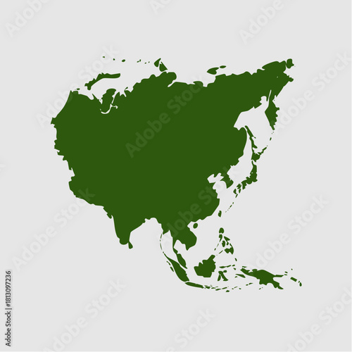 Asia Continent Silhouette Geographical Outline and Regional Representation.