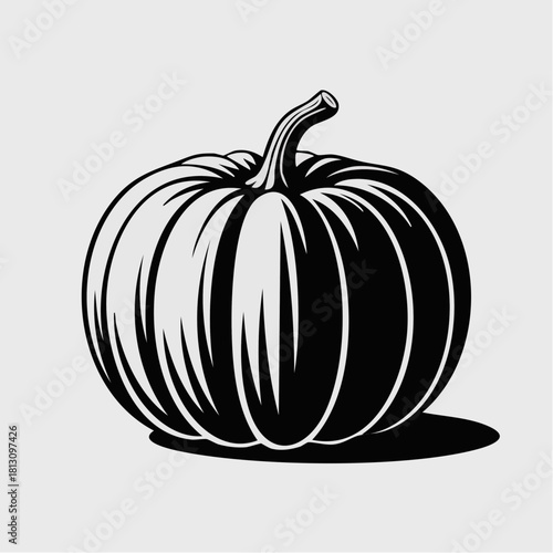 Black and White Pumpkin Illustration.