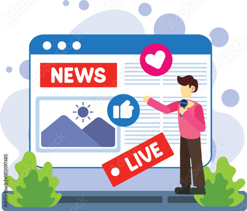 Live digital news illustration