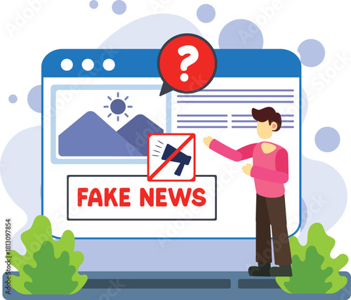Warning about fake online news illustration