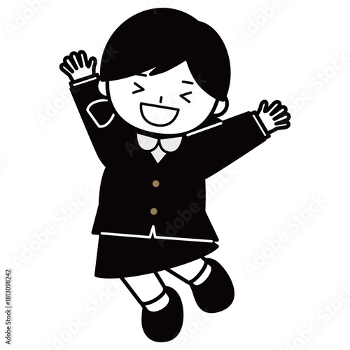 大喜びで跳ねる女の子