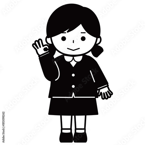 OKサインを出す女の子