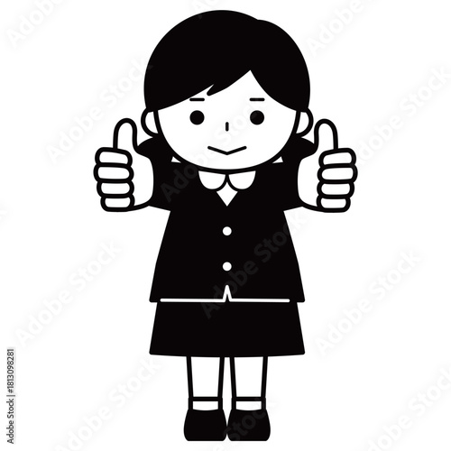 両手でグッドサインをする女の子