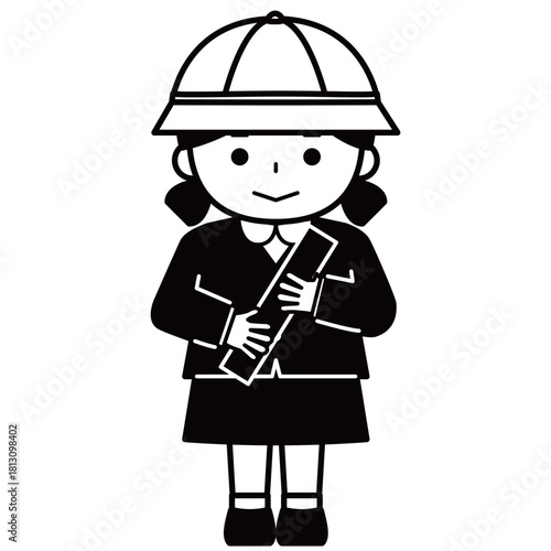 制服姿で卒業証書を抱える女の子