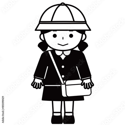 帽子とカバンを身につけた女の子