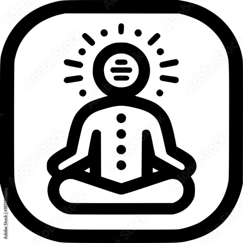 Mental Health App Icon - Minimalist Monochrome Vector Design for Digital Wellness Mindfulness App Mental Wellness Therapy App Meditation Tech Self Care
