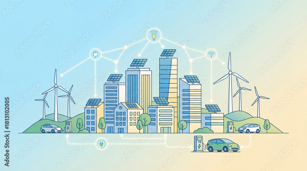 Obraz premium Renewable City - Sustainable Tech