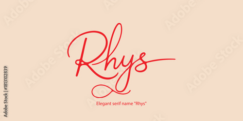 Elegant serif typography featuring the name “Rhys”, designed with refined details and timeless aesthetics. Perfect for luxury branding, high-end logos, fashion identity, premium packaging