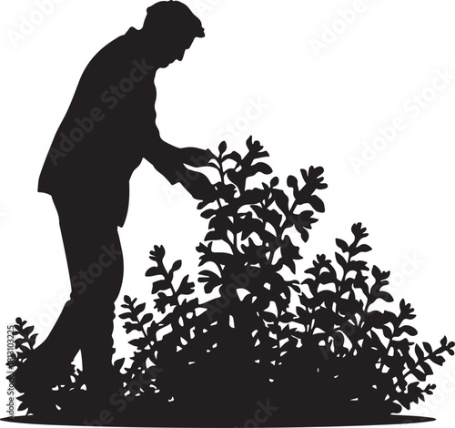 man picking flowers silhouette
