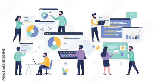 Business team collaborating on a data analytics project