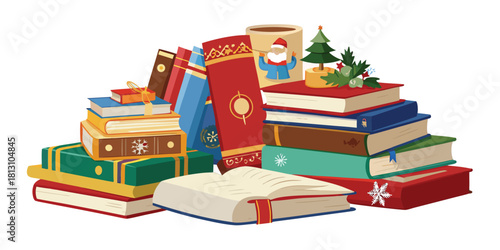 Books reading christmas holiday winter education learning knowledge study stack pile literature festive season xmas