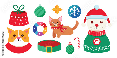 Christmas cats holiday gift ornament snowflake candy cane pet celebration festive fun