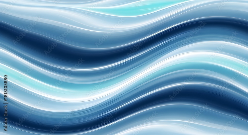 Fototapeta premium Clean blue gradient waves forming fluid sweeping motion with soft curves and smooth layered abstract design