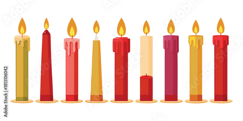 Candles wax flame light burning colorful decoration holiday celebration festive