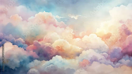 Fototapeta Naklejka Na Ścianę i Meble -  watercolored clouds abstract wallpaper