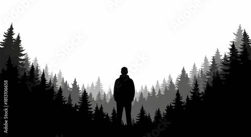 Dark silhouette of a solitary person wearing a hoodie.