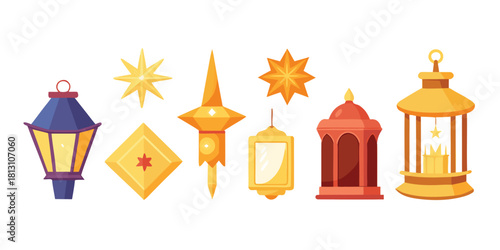 Ramadan lanterns eid mubarak islamic arabic celebration decoration festive light