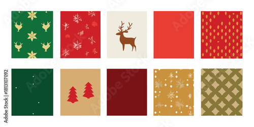 Christmas patterns holiday designs festive backgrounds winter season reindeer snowflakes