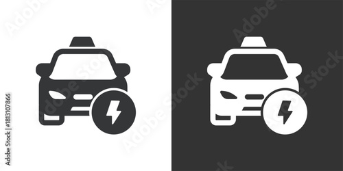 templaElectric car taxi icon. Solid glyph series icon