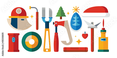 Christmas tools holiday workshop carpentry woodworking festive season decoration diy