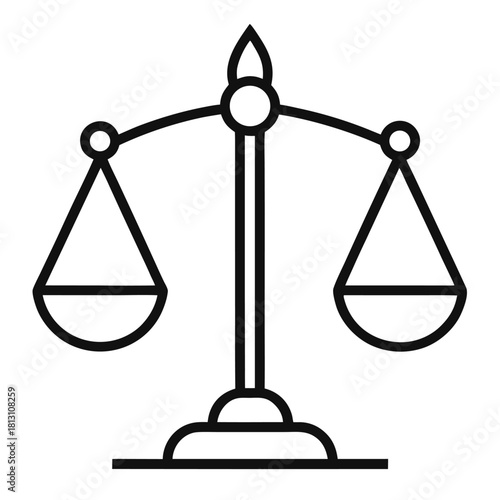 Balance scale outline icon for law justice and legal system concept