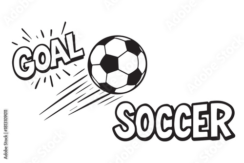 A dynamic vector illustration with a strong soccer theme, featuring a bold ball, striking goal elements, and energetic linework that captures the excitement, motion, and competitive spirit of the game