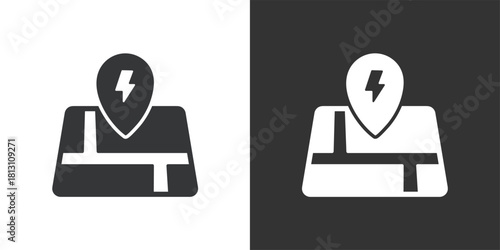 EV Charging Station Location icon. Solid glyph series icon