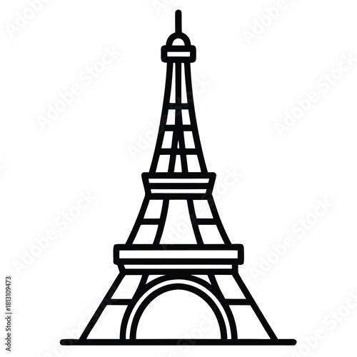 Iconic tower structure outline representing travel and architectural marvel destinations