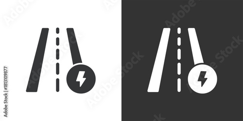 templateOn-Road Charging Infrastructure icon. Solid glyph series icon