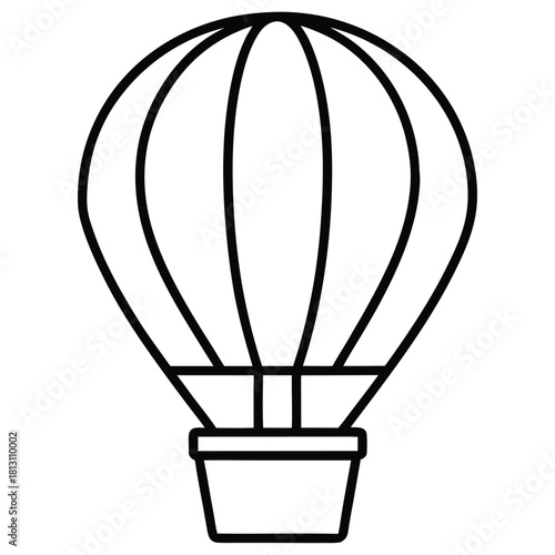 Outlined hot air balloon icon for transportation and adventure designs