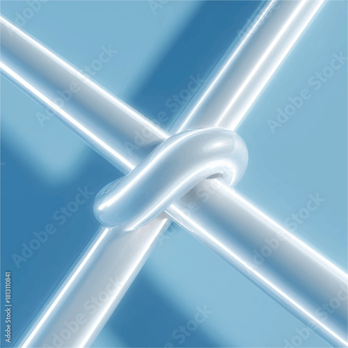 Abstract Connection Concept Knot Design in Blue and White Colors