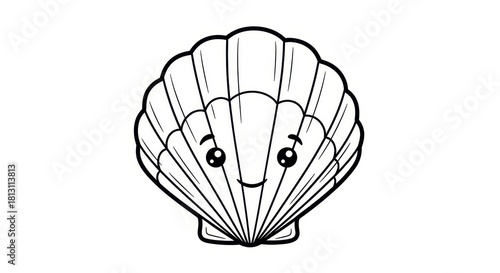 Adorable seashell character with a cheerful expression perfect for children's illustrations or