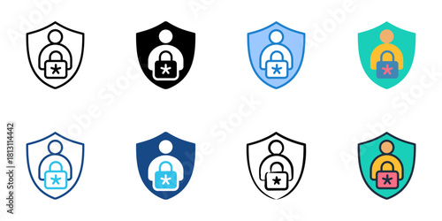 Account security icon set multiple style collection 
