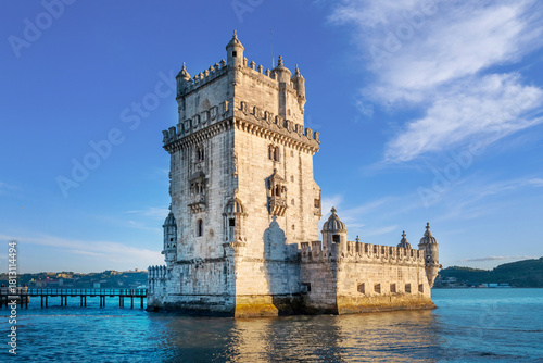 2023, Lisbon, Portugal. Belem Tower, a medieval fortress perched on the Tejo (Tagus) River. A UNESCO World Heritage Site, symbol of Portugal’s maritime heritage, dating back to the early 16th century.