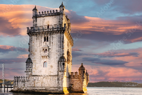 2023, Lisbon, Portugal. Belem Tower, a medieval fortress perched on the Tejo (Tagus) River. A UNESCO World Heritage Site, symbol of Portugal’s maritime heritage, dating back to the early 16th century.
